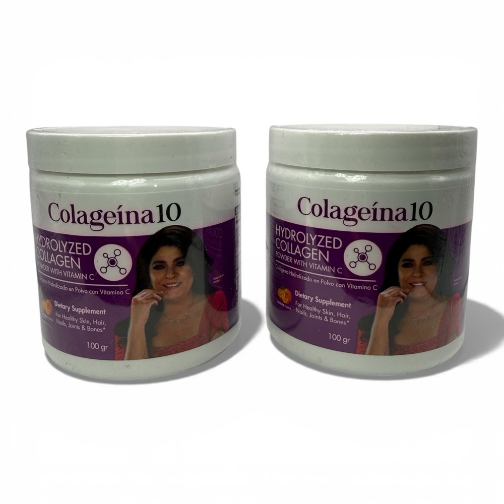 Colageina10 Hydrolyzed Collagen Powder w/ Vitamin C Orange Flavor – Set of 2